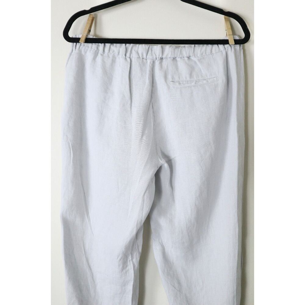 Pure Navy Brand Size M Woven Linen Pants Pull On Slim Leg Drawstring Light Gray - Picture 8 of 11